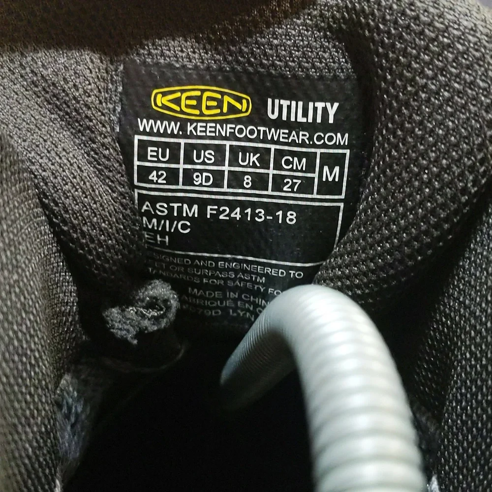 Keen Lansing Mid Waterproof Steel Toe Work Boots Men's Sz 9D, Dark Grey/Yellow - Picture 8 of 8